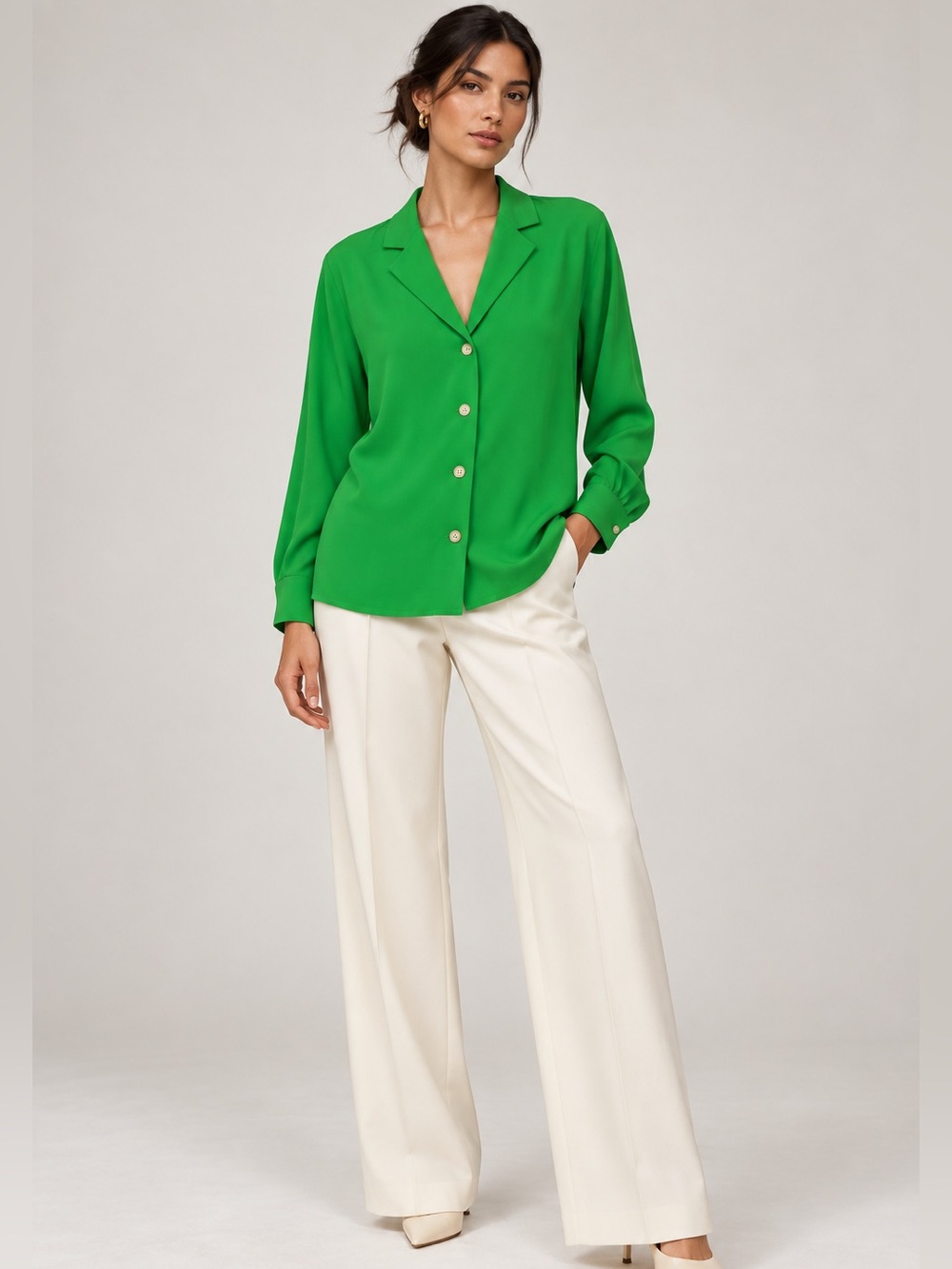 Aritzia WILFRED Freeform Shirt Jacket Small Button Front Collared Kelly Green